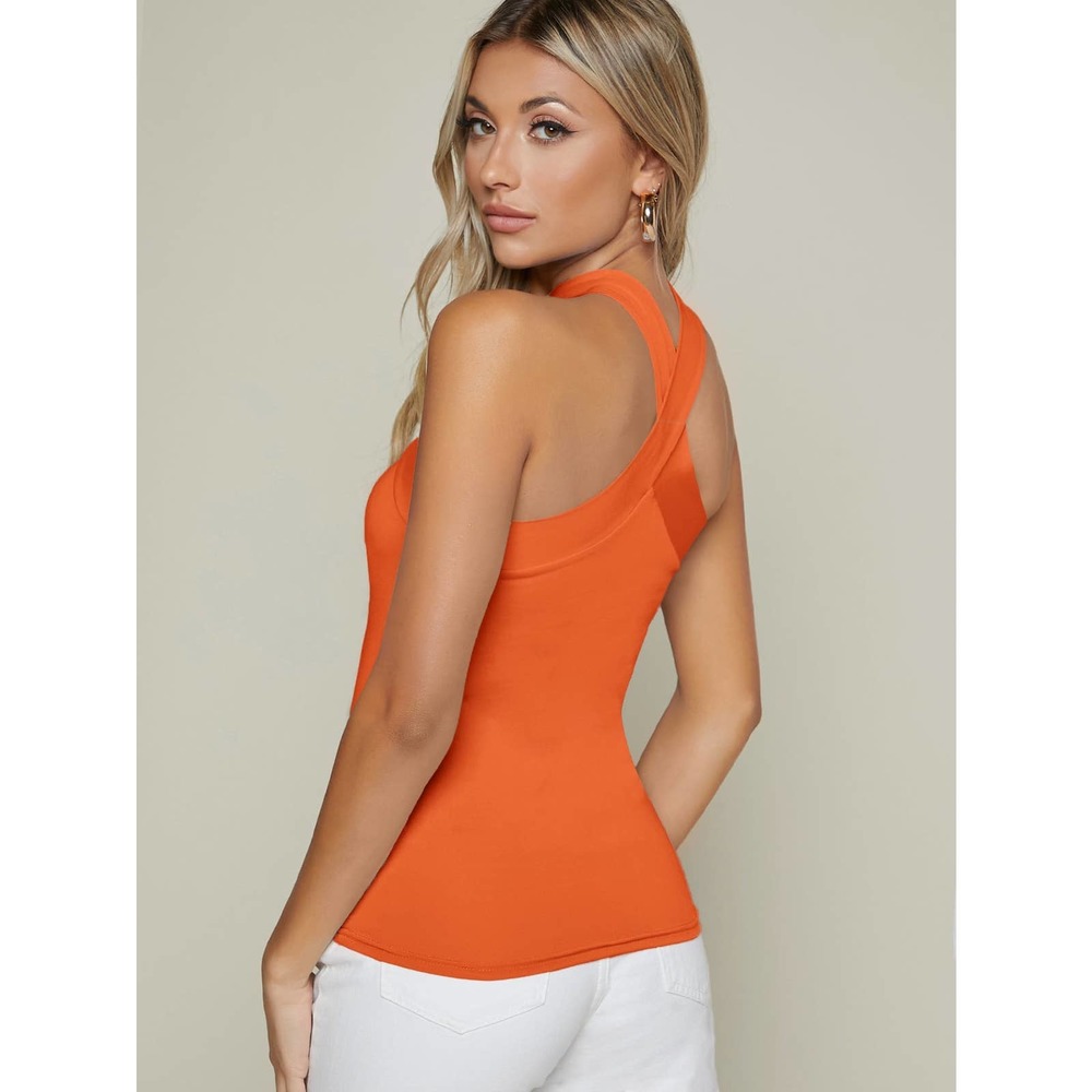 Y2K Fitted Crisscross Halter Tank Top baby blue - Picture 10 of 11